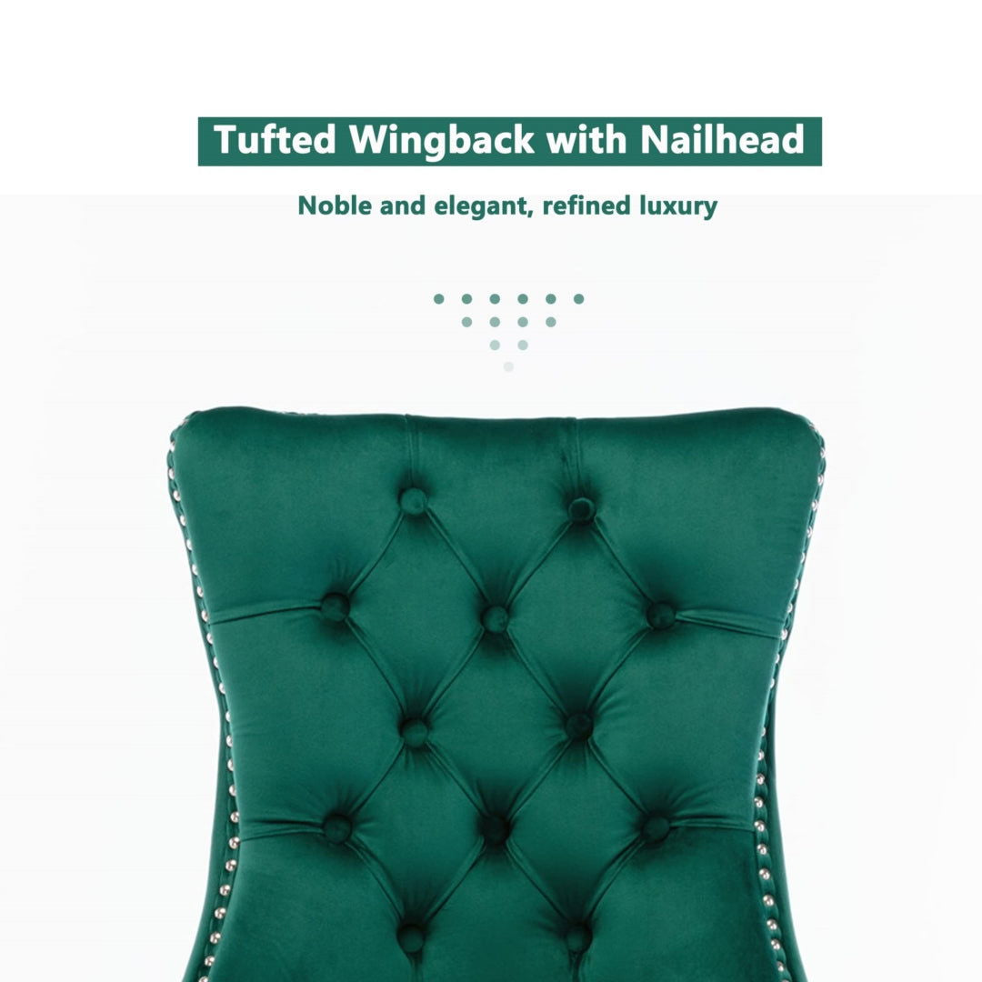 8x Velvet Dining Chairs- Green - Cosy Abode