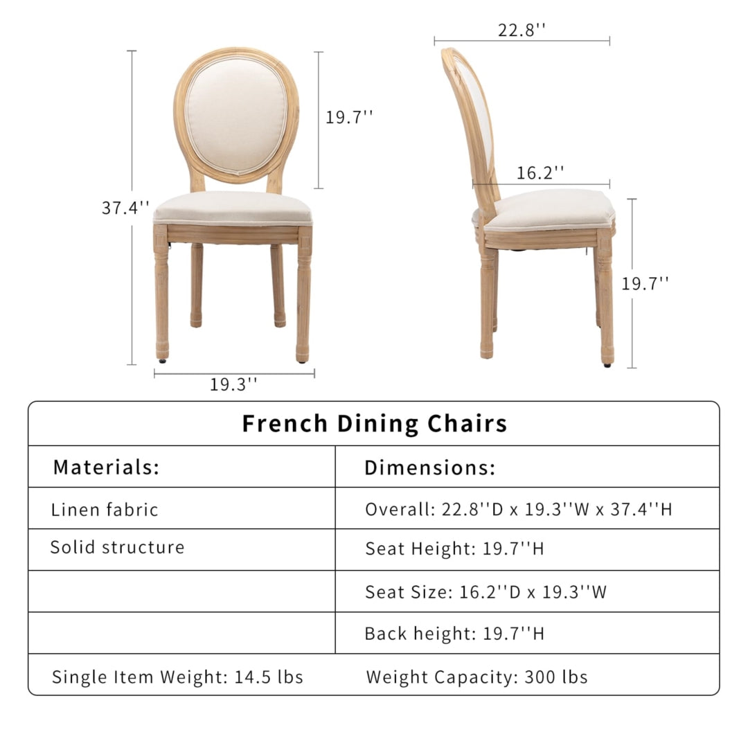 AADEN 2x Linen Dining Chairs with Solid Wood Legs- Beige - Cosy Abode