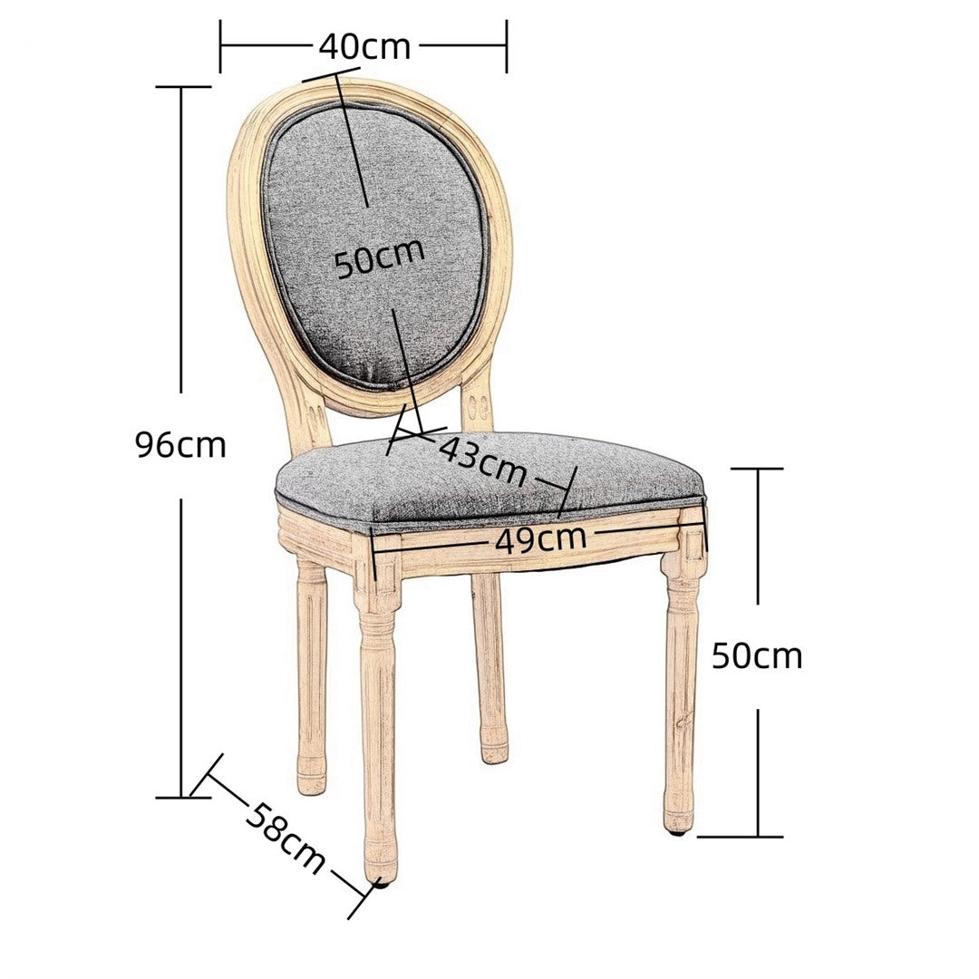 AADEN 2x Linen Dining Chairs with Solid Wood Legs- Grey - Cosy Abode