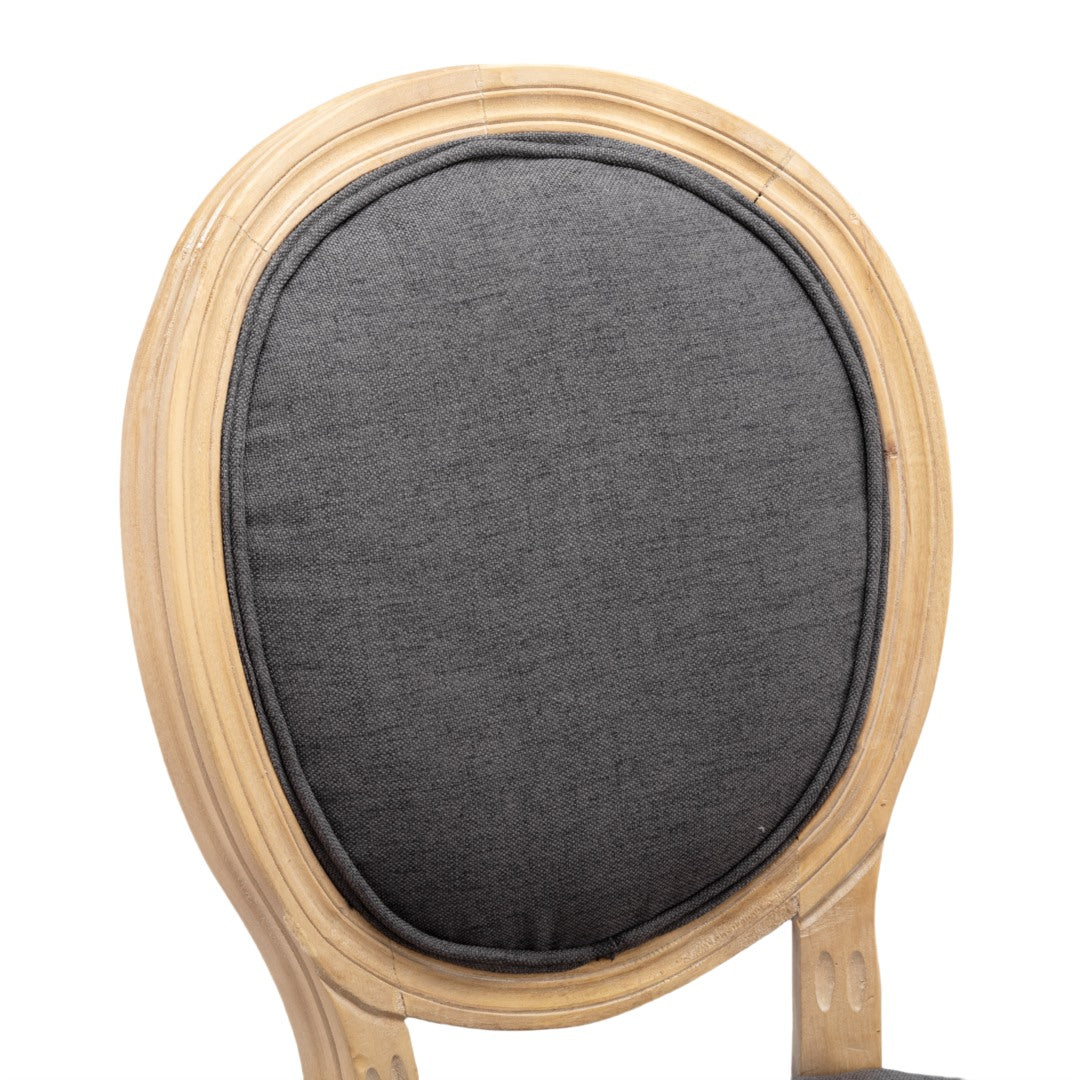 AADEN 2x Linen Dining Chairs with Solid Wood Legs- Grey - Cosy Abode