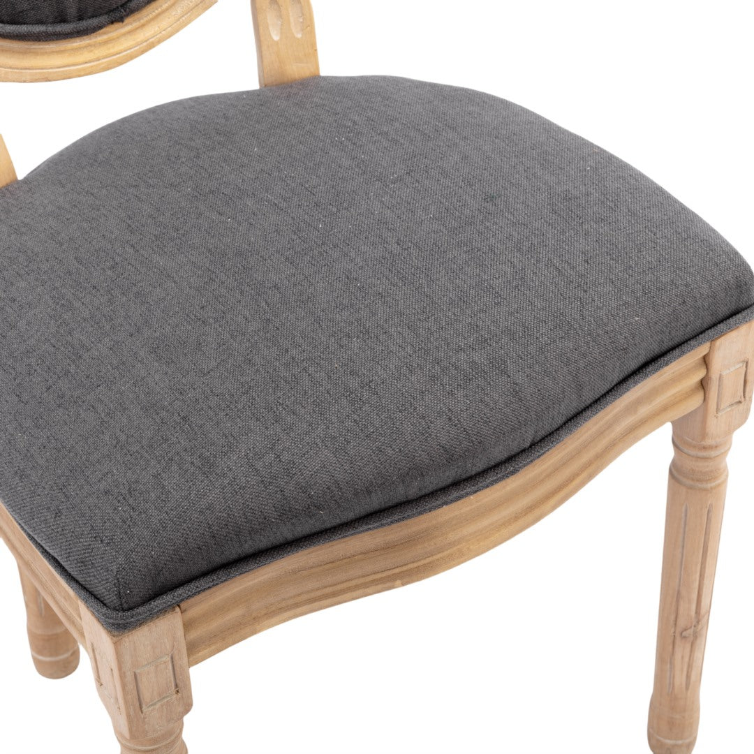 AADEN 2x Linen Dining Chairs with Solid Wood Legs- Grey - Cosy Abode