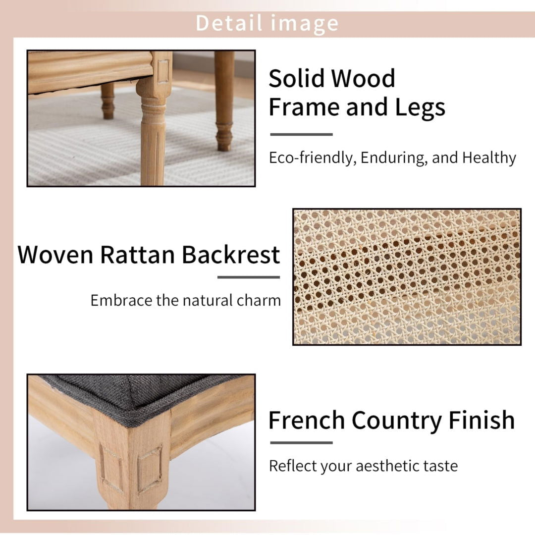 AADEN 2x Rattan Dining Chairs with Solid Wood Legs- Grey - Cosy Abode