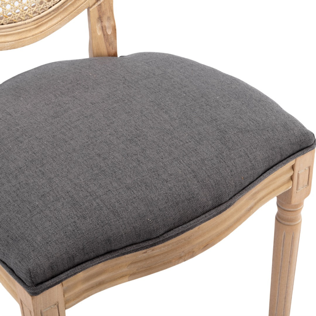 AADEN 2x Rattan Dining Chairs with Solid Wood Legs- Grey - Cosy Abode