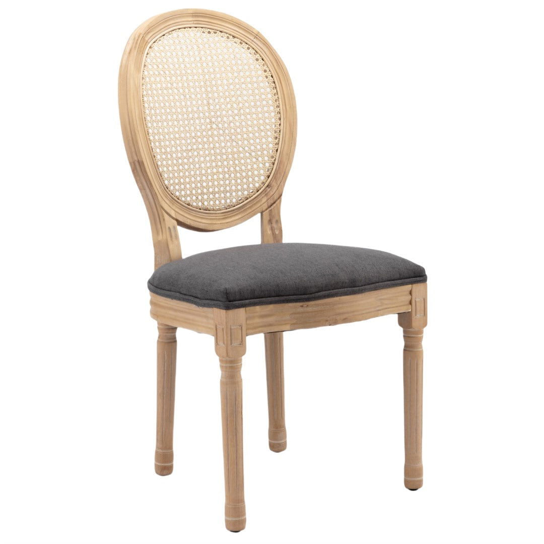 AADEN 2x Rattan Dining Chairs with Solid Wood Legs- Grey - Cosy Abode