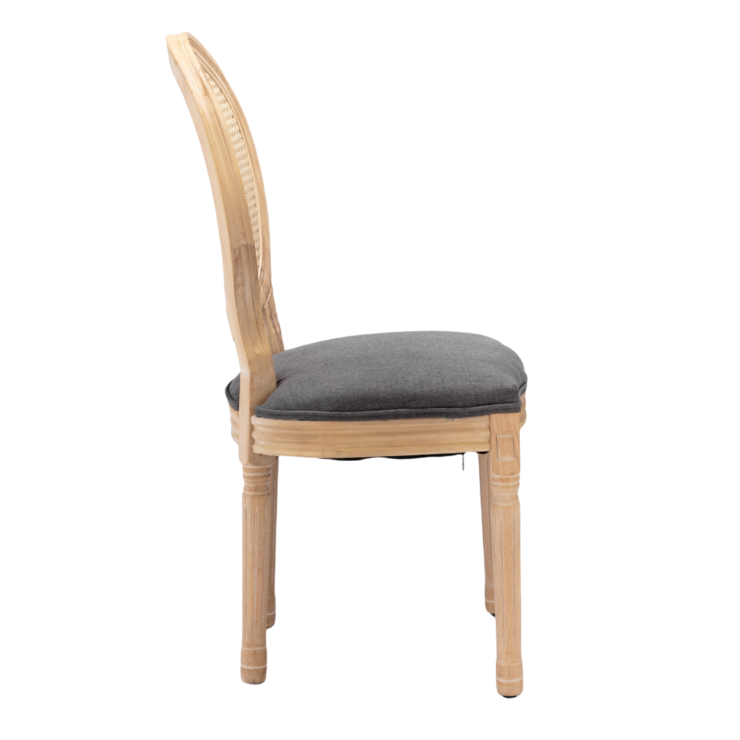 AADEN 2x Rattan Dining Chairs with Solid Wood Legs- Grey - Cosy Abode