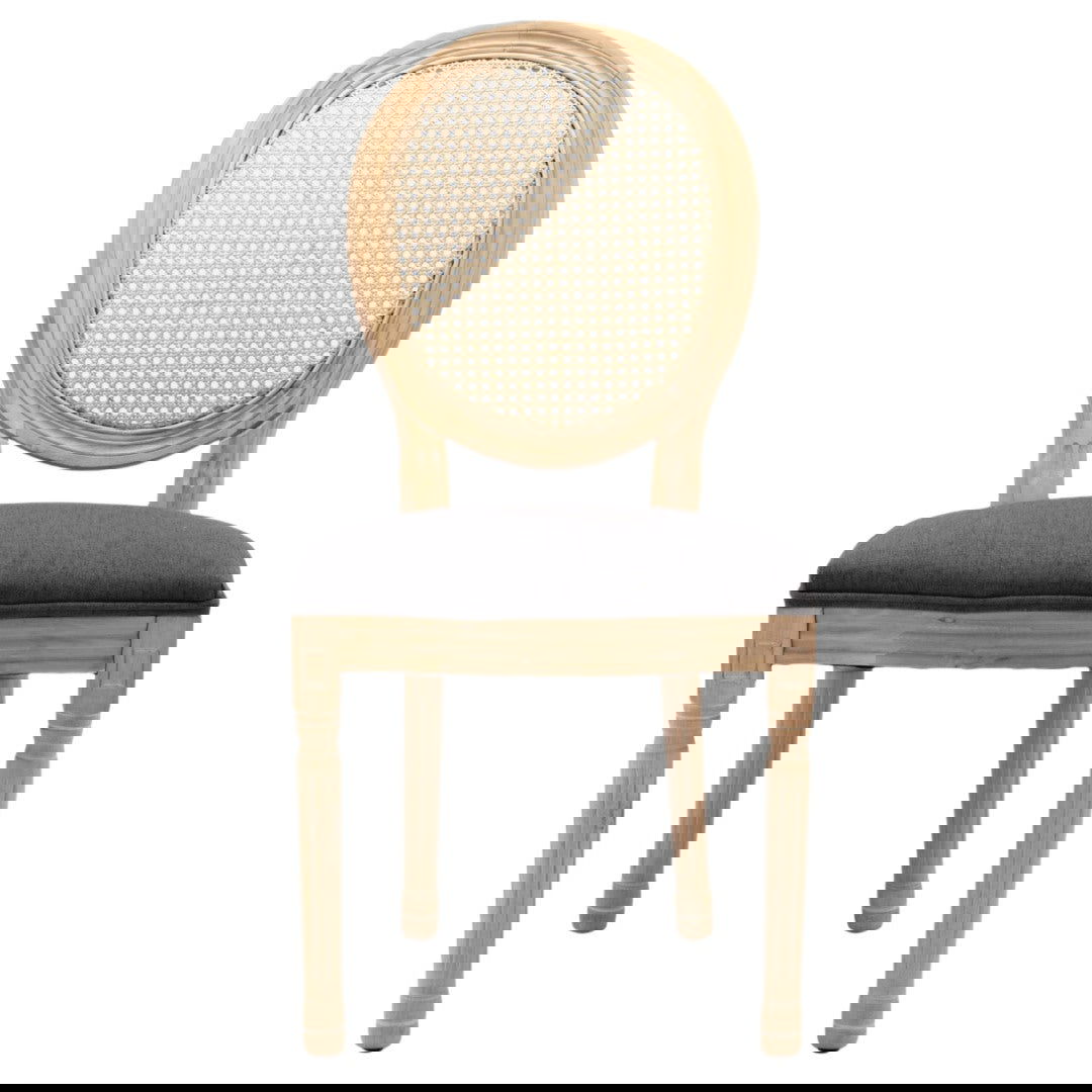 AADEN 2x Rattan Dining Chairs with Solid Wood Legs- Grey - Cosy Abode