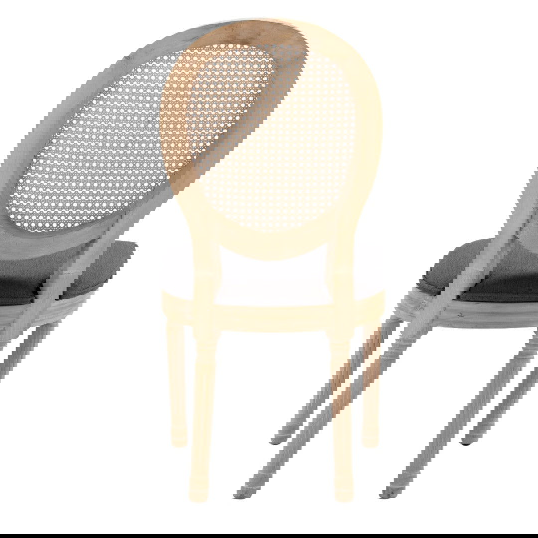 AADEN 2x Rattan Dining Chairs with Solid Wood Legs- Grey - Cosy Abode