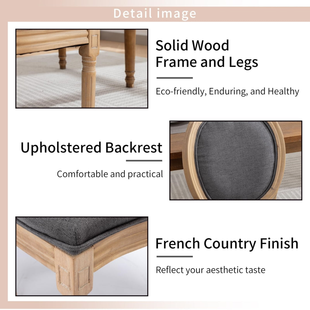 AADEN 4x Linen Dining Chairs with Solid Wood Legs- Grey - Cosy Abode