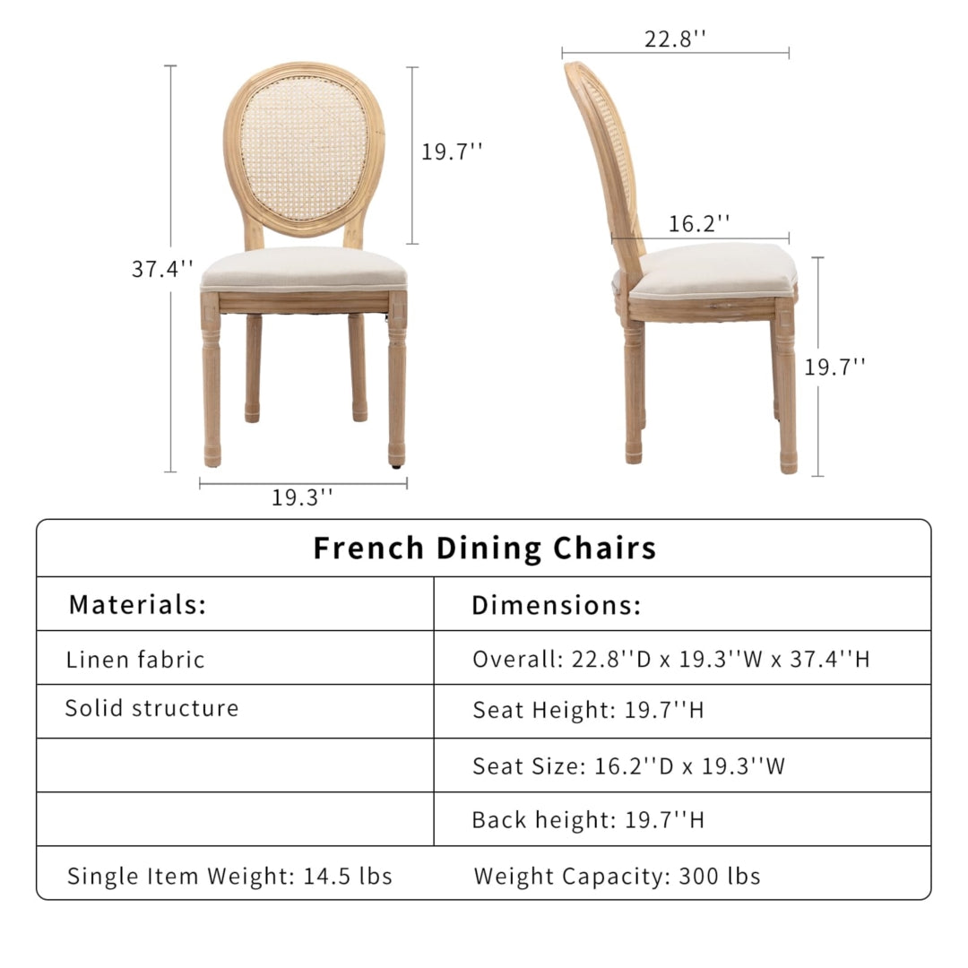 AADEN 4x Rattan Dining Chairs with Solid Wood Legs- Beige - Cosy Abode