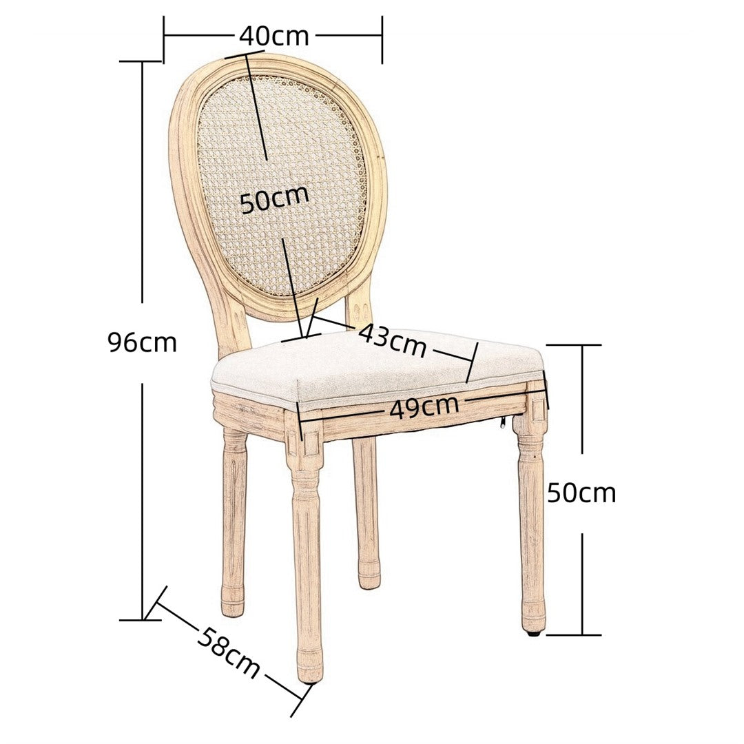 AADEN 4x Rattan Dining Chairs with Solid Wood Legs- Beige - Cosy Abode