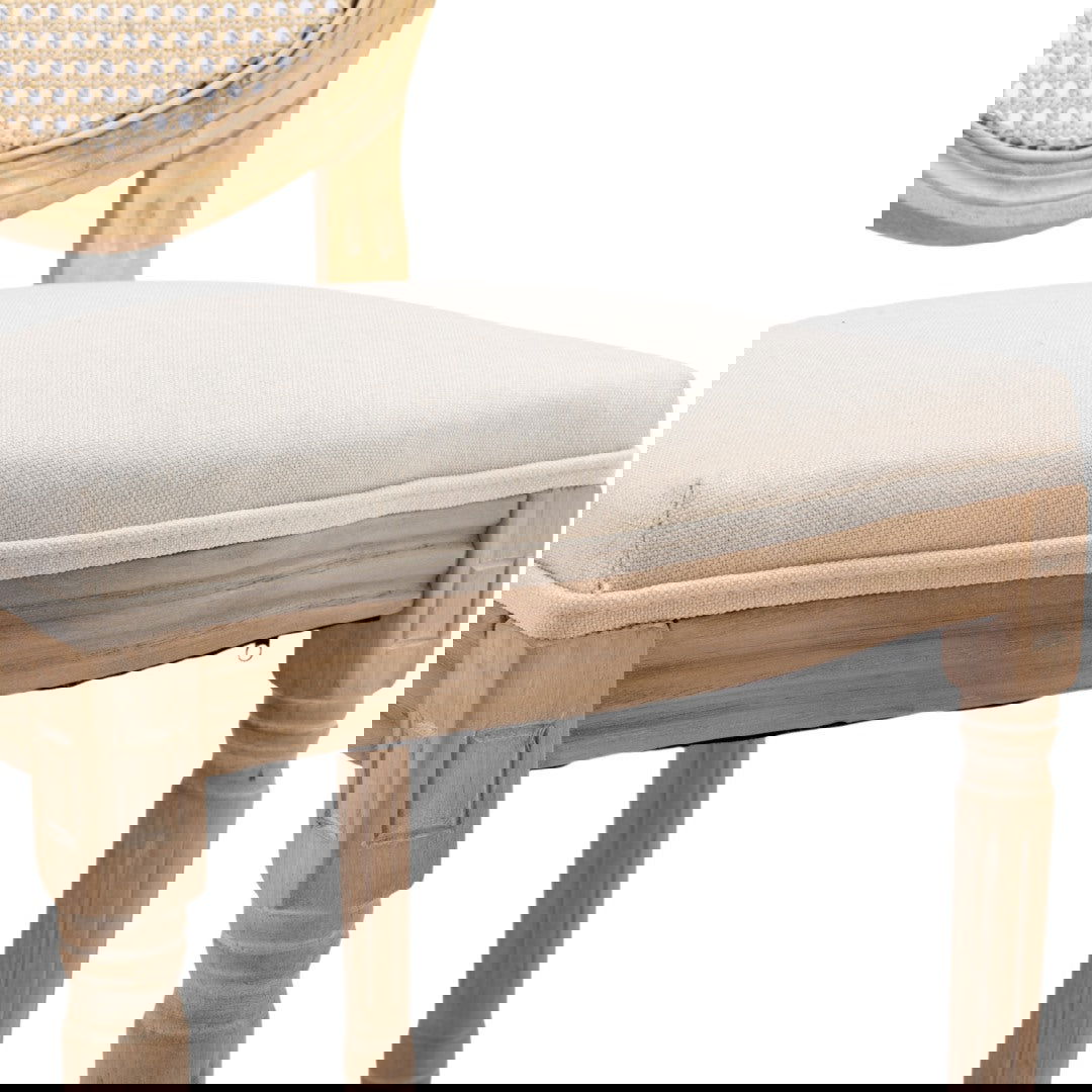 AADEN 4x Rattan Dining Chairs with Solid Wood Legs- Beige - Cosy Abode
