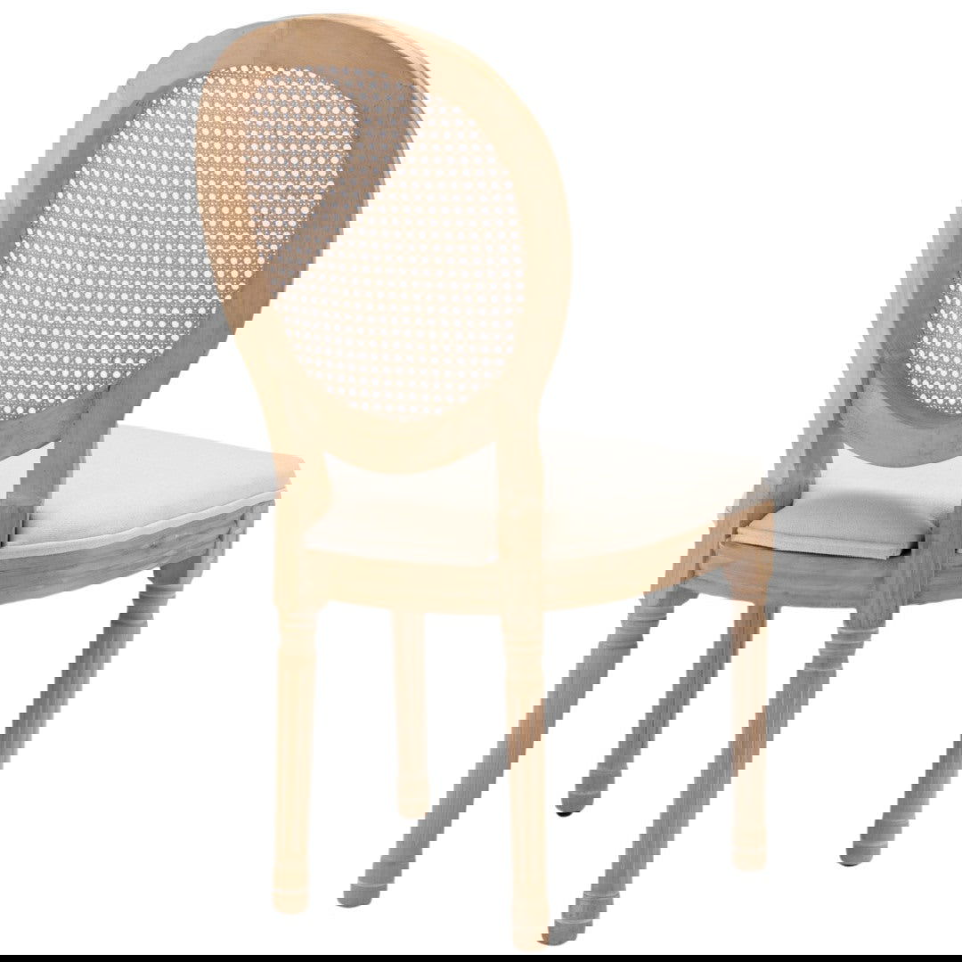 AADEN 4x Rattan Dining Chairs with Solid Wood Legs- Beige - Cosy Abode
