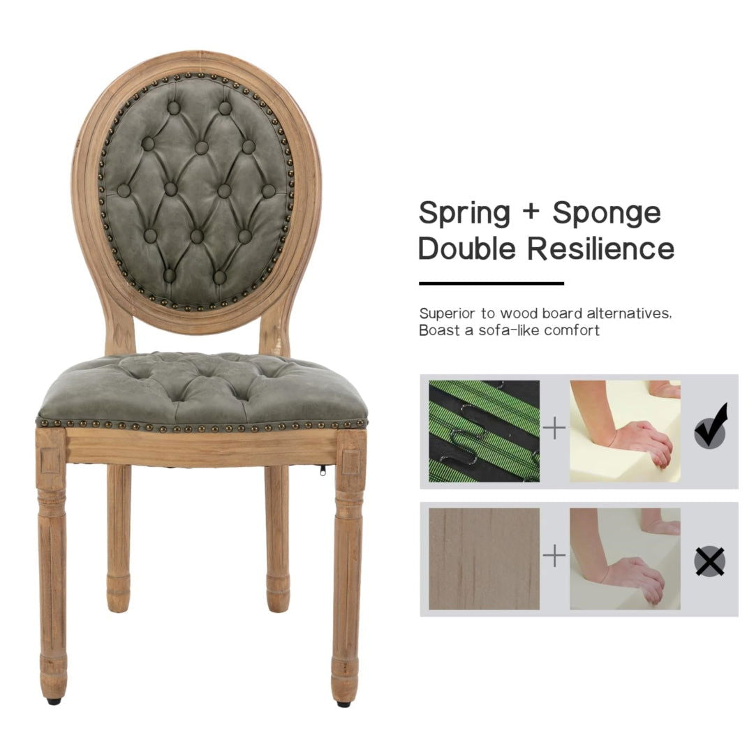 AADEN 4x Velvet Faux Leather Dining Chairs with Solid Wood Legs-Pine Green - Cosy Abode