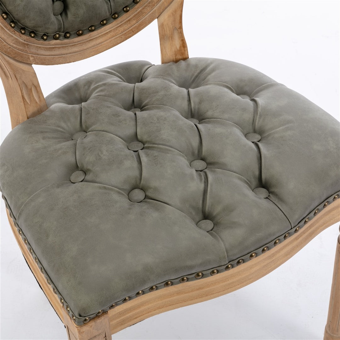 AADEN 4x Velvet Faux Leather Dining Chairs with Solid Wood Legs-Pine Green - Cosy Abode