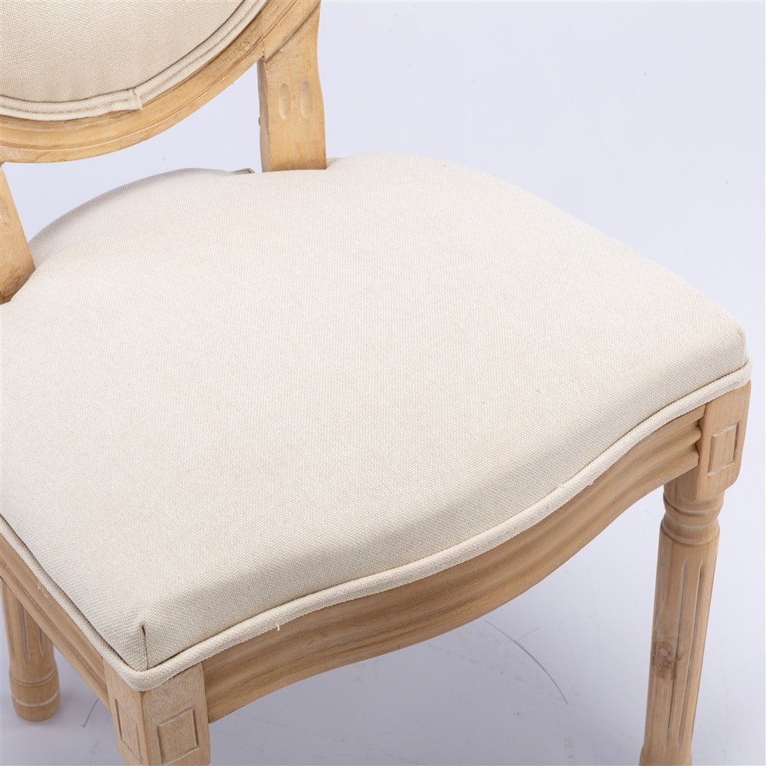 AADEN 6x Linen Dining Chairs with Solid Wood Legs- Beige - Cosy Abode
