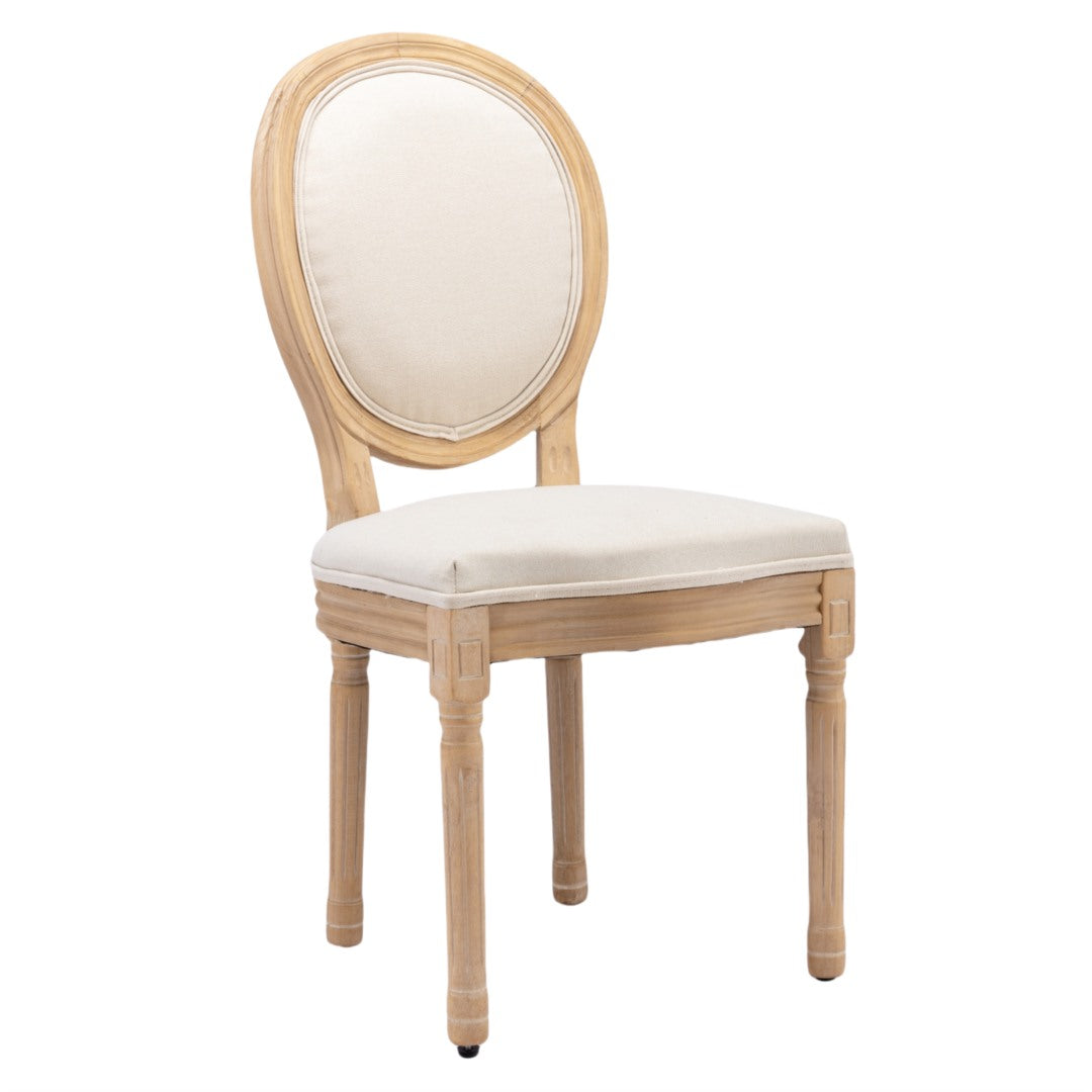 AADEN 6x Linen Dining Chairs with Solid Wood Legs- Beige - Cosy Abode