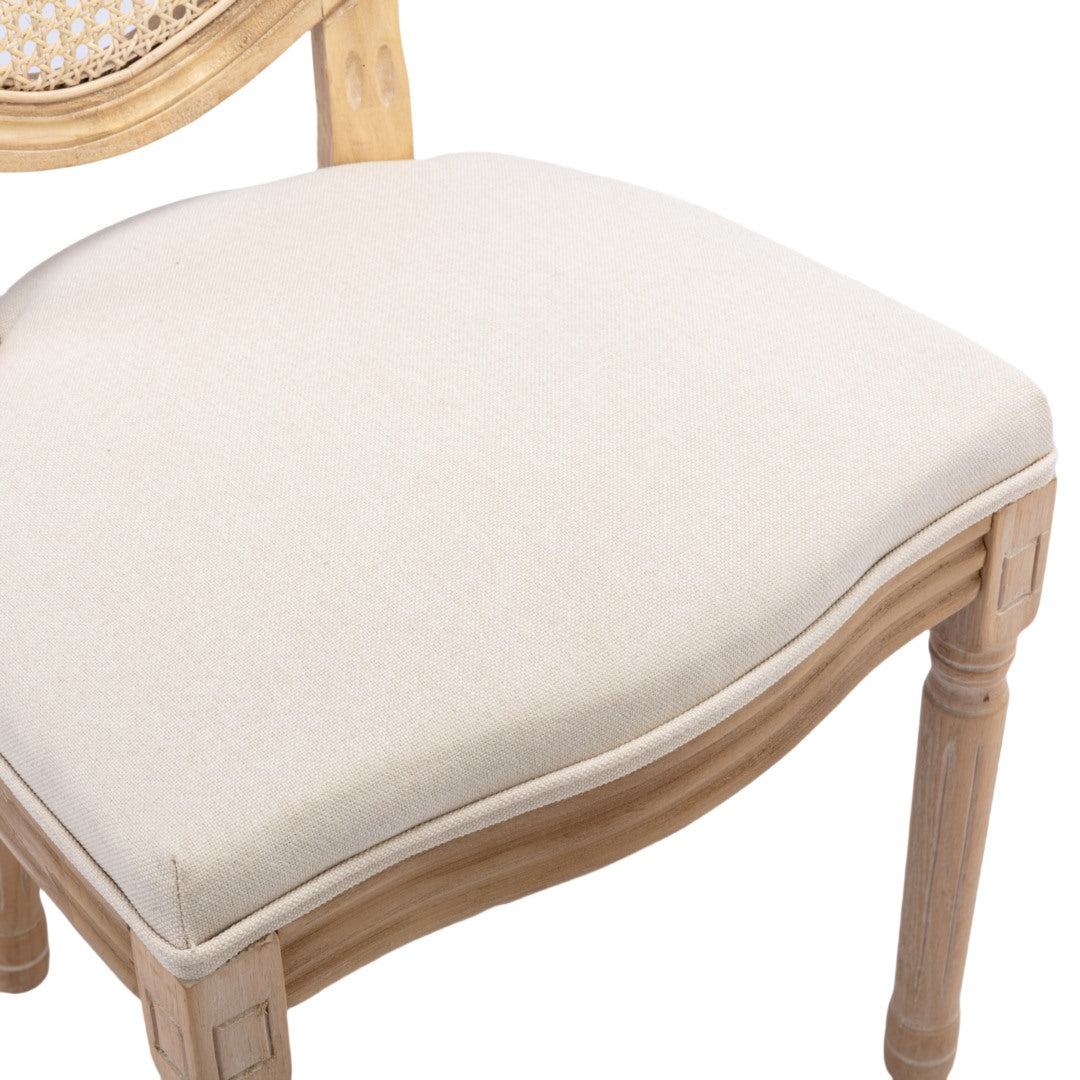 AADEN 6x Rattan Dining Chairs with Solid Wood Legs- Beige - Cosy Abode