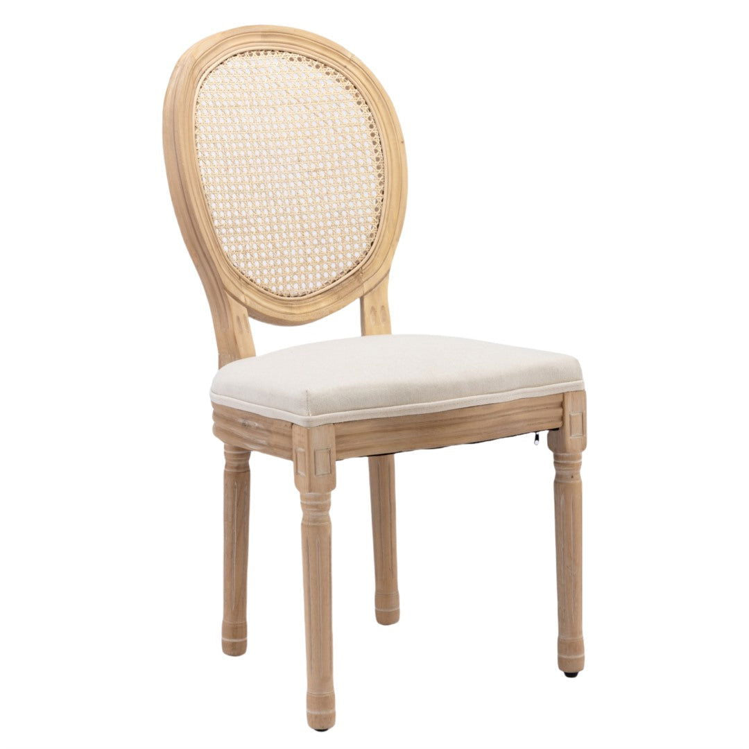 AADEN 6x Rattan Dining Chairs with Solid Wood Legs- Beige - Cosy Abode