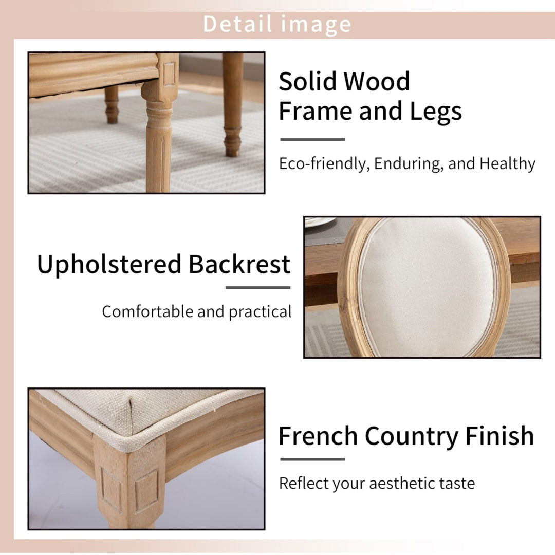 AADEN 8x Linen Dining Chairs with Solid Wood Legs- Beige - Cosy Abode