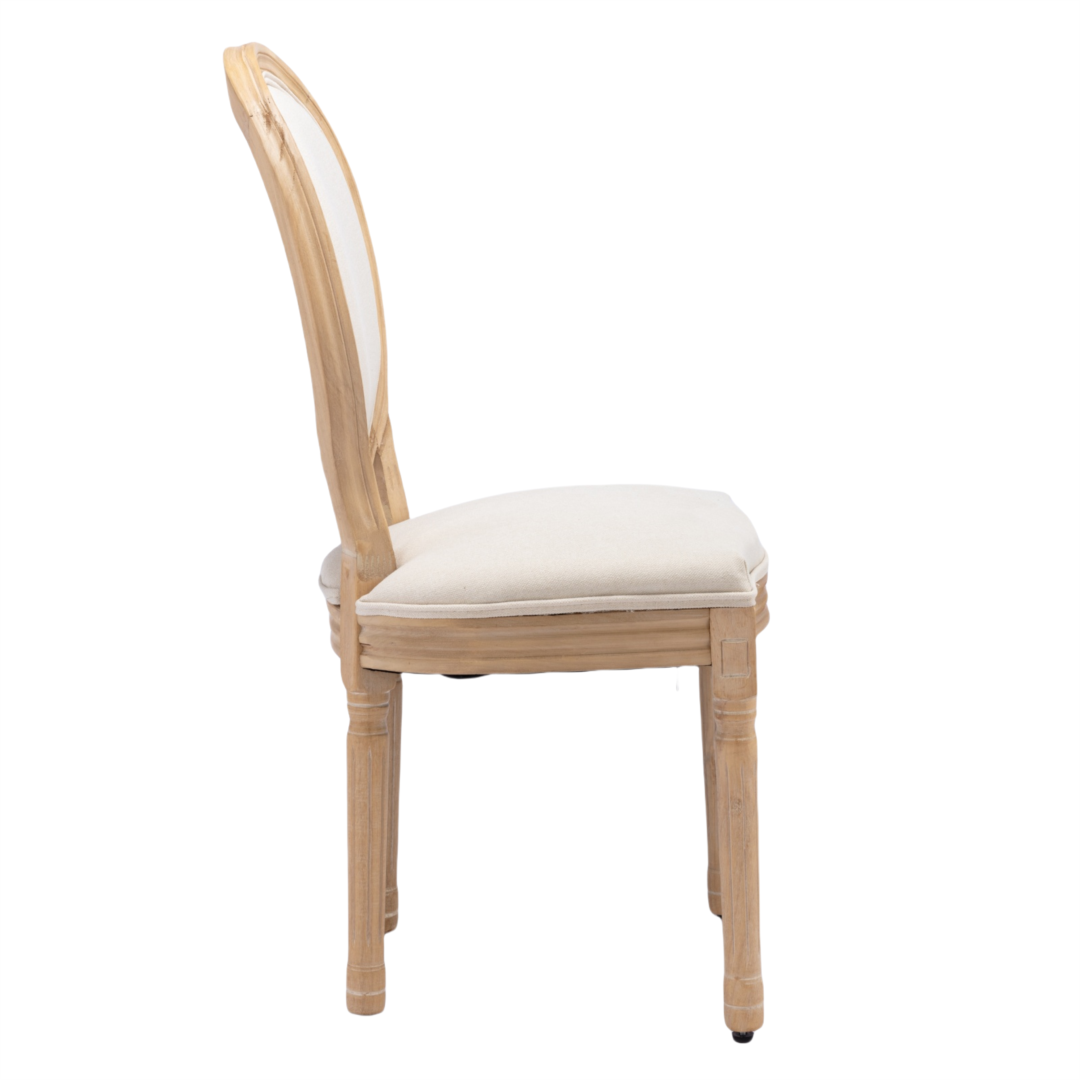 AADEN 8x Linen Dining Chairs with Solid Wood Legs- Beige - Cosy Abode
