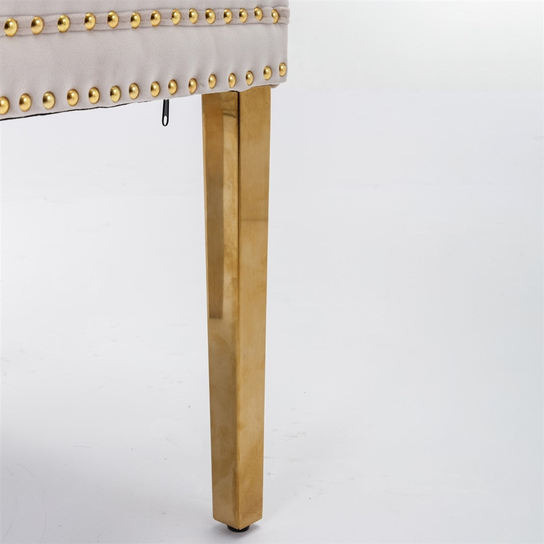 AADEN 8x Velvet Dining Chairs with Golden Metal Legs-Black - Cosy Abode