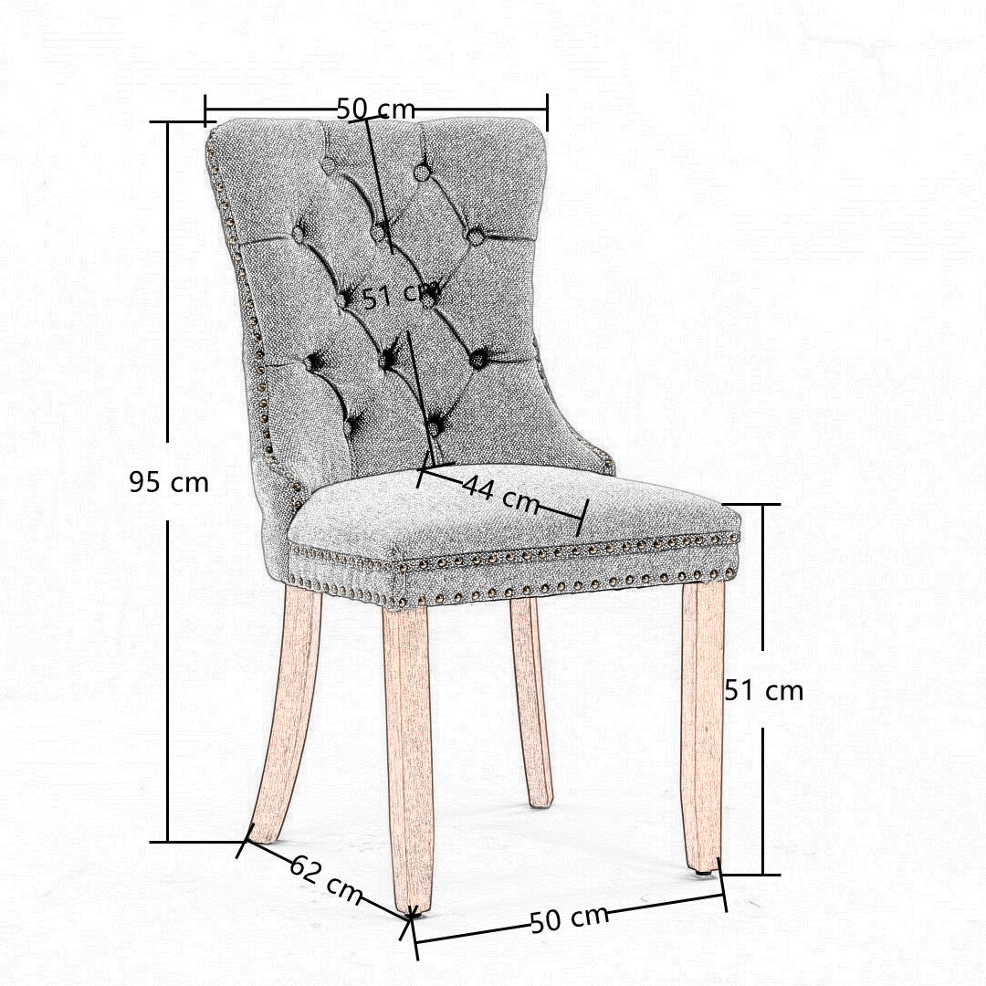 AADEN Modern Elegant Button-Tufted Upholstered Fabric with Studs Trim and Wooden legs Dining Side Chair-Gray - Cosy Abode