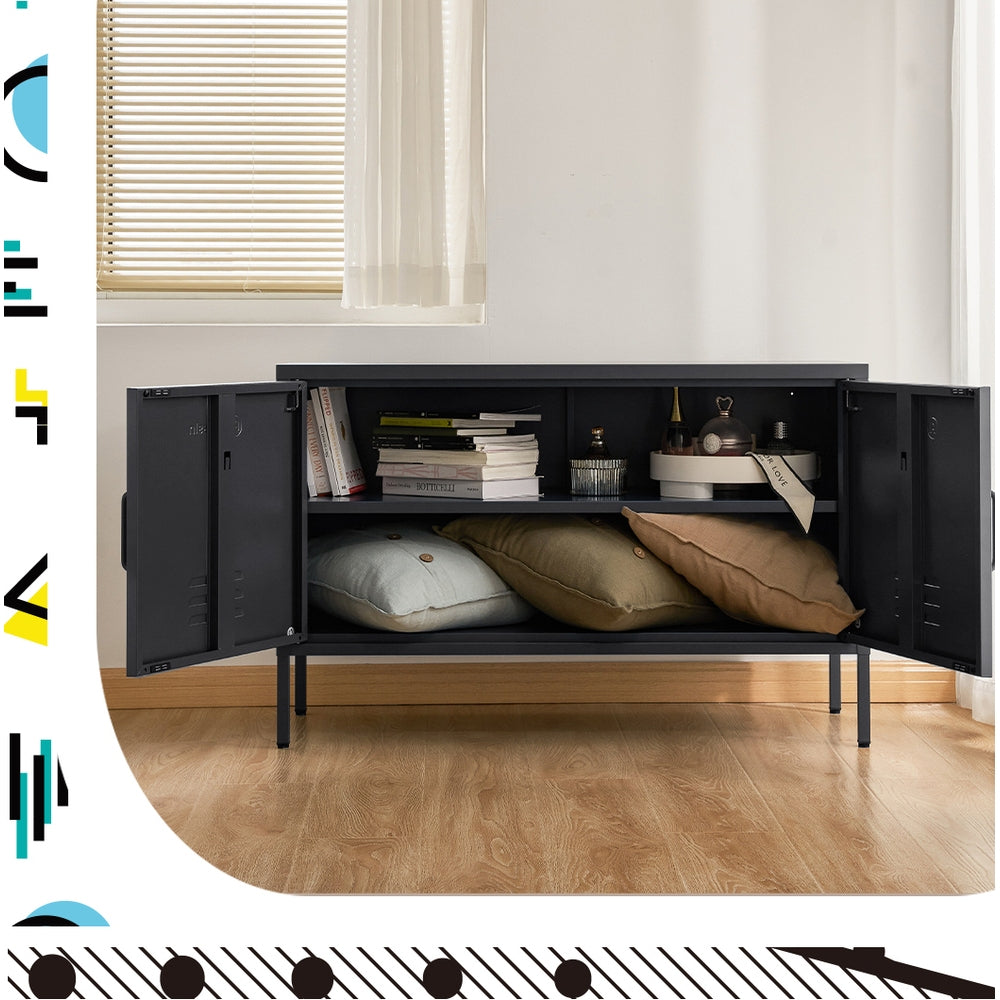 ArtissIn Buffet Sideboard Metal Cabinet - BASE Charcoal - Cosy Abode