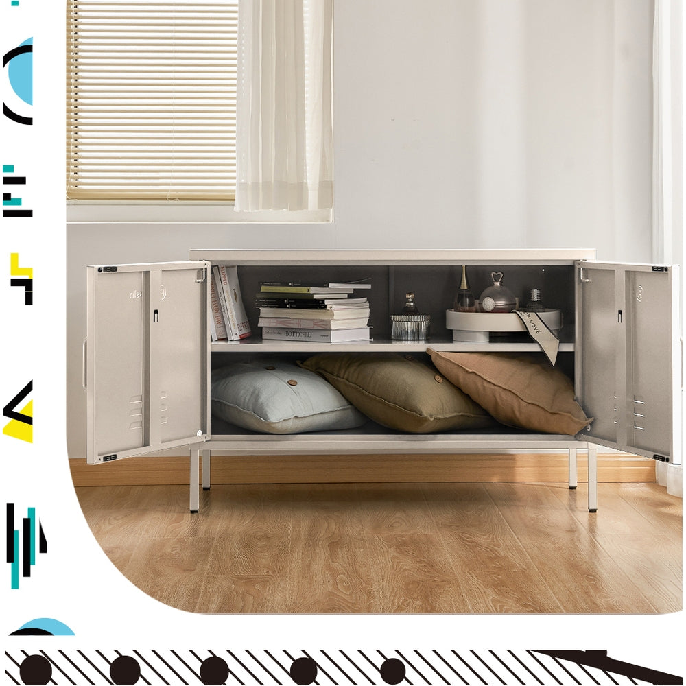 ArtissIn Buffet Sideboard Metal Cabinet - BASE White - Cosy Abode