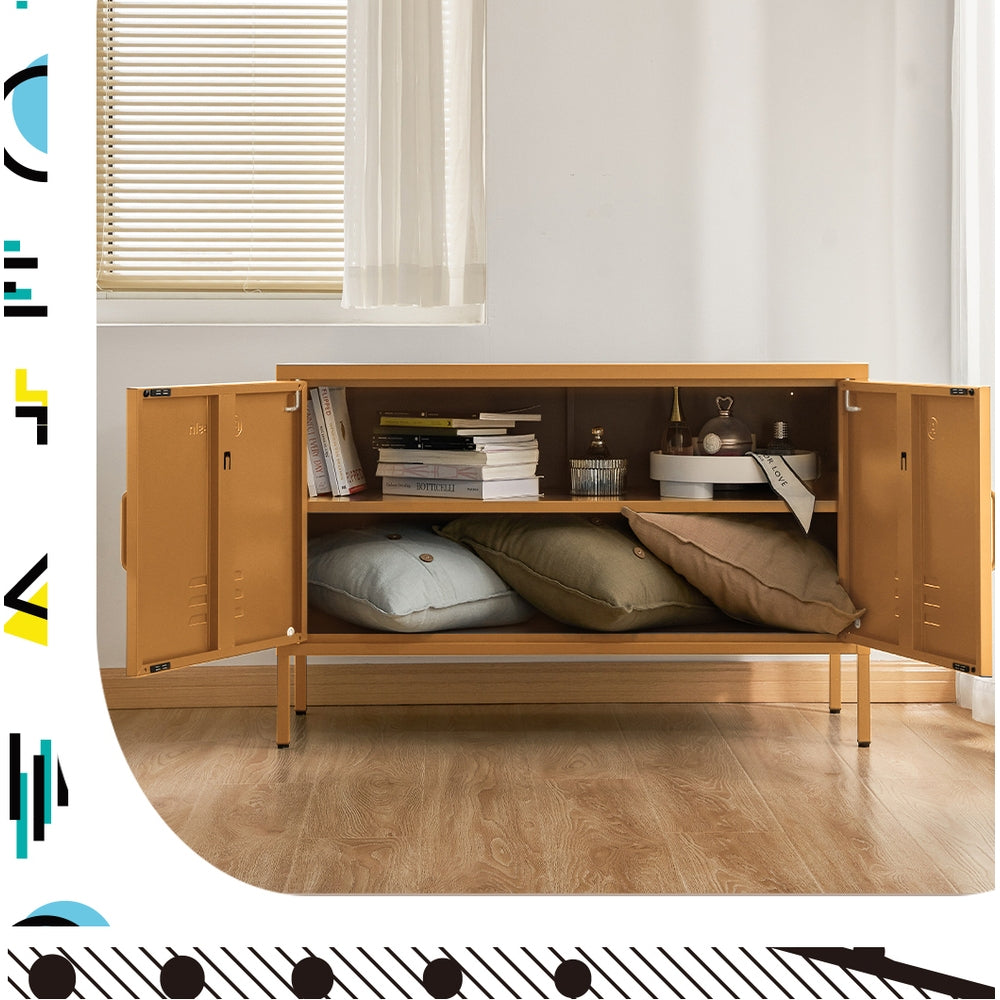 ArtissIn Buffet Sideboard Metal Cabinet - BASE Yellow - Cosy Abode