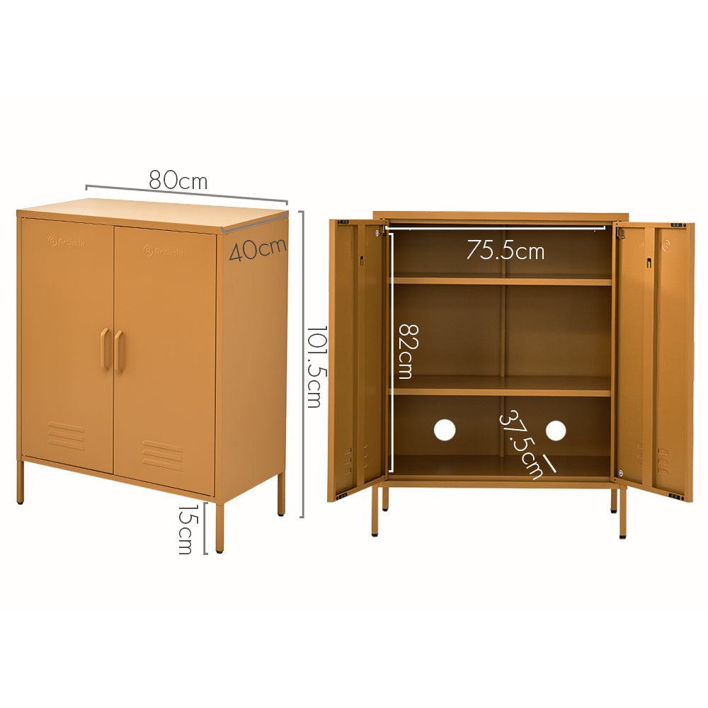ArtissIn Buffet Sideboard Metal Cabinet - SWEETHEART Yellow - Cosy Abode