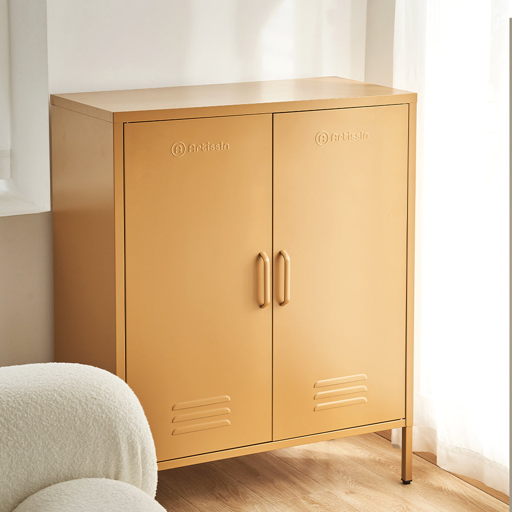 ArtissIn Buffet Sideboard Metal Cabinet - SWEETHEART Yellow - Cosy Abode
