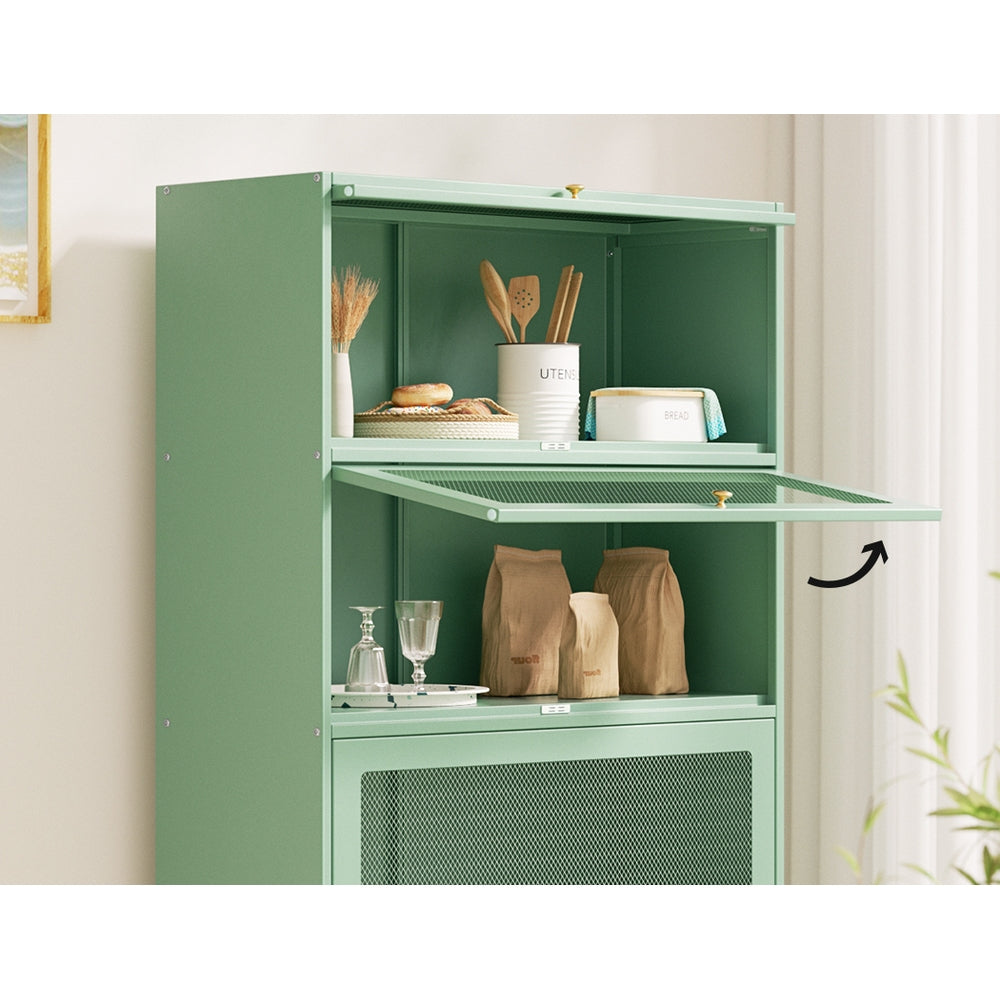 ArtissIn Buffet Sideboard Cupboard Cabinet Storage Mesh Doors Metal Green ELIA - Cosy Abode