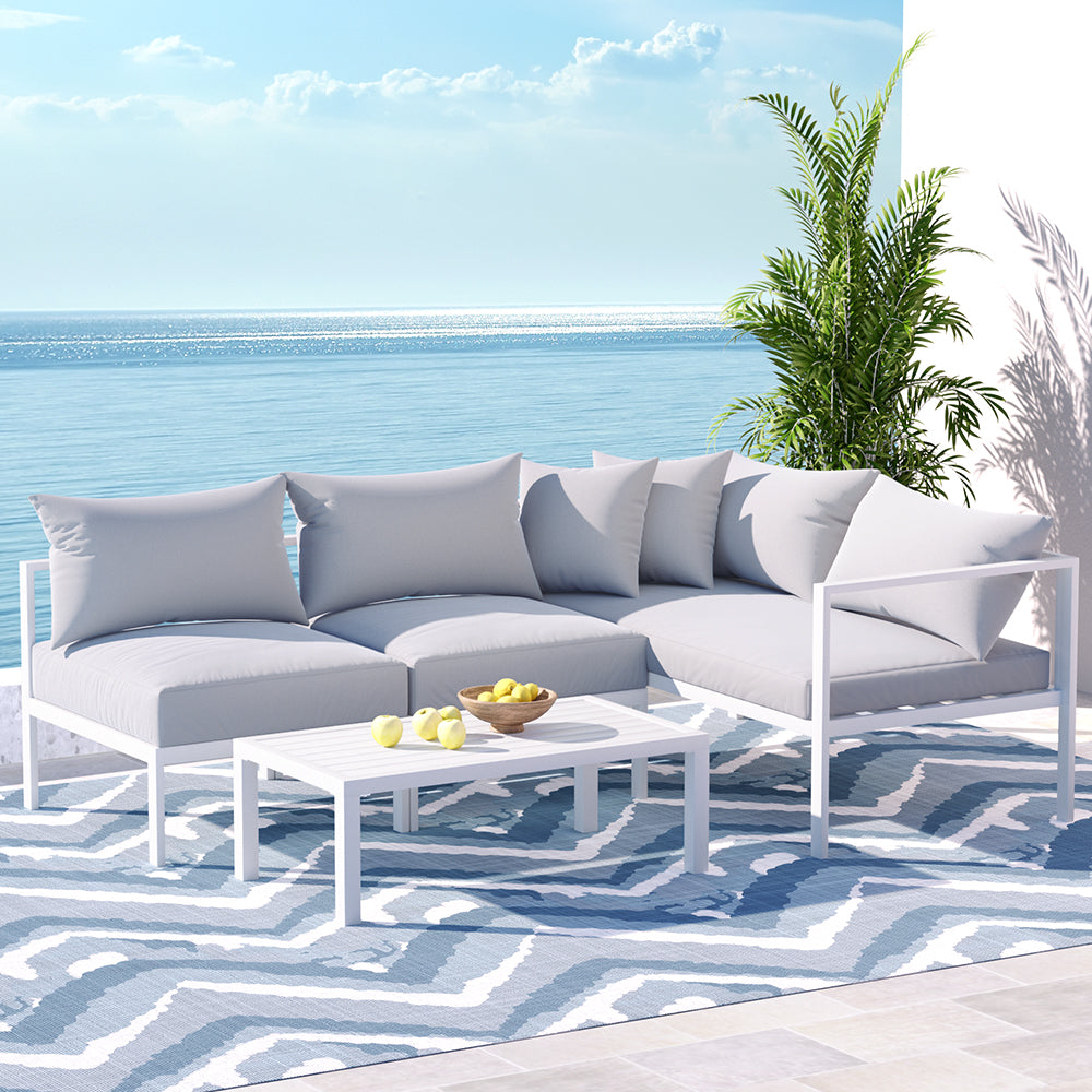 Gardeon 4 Seater Outdoor Sofa Set Aluminium Lounge Setting - Cosy Abode