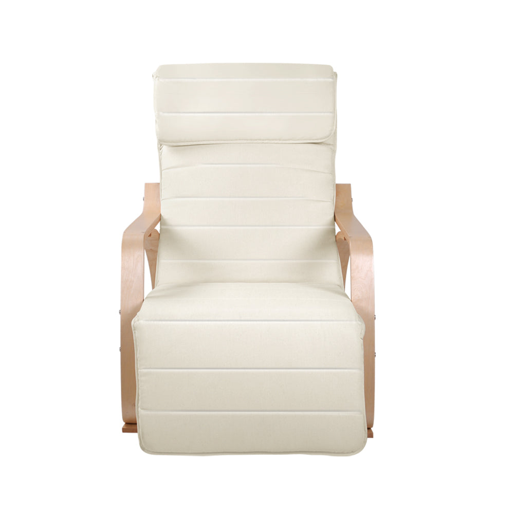 Artiss Rocking Armchair Bentwood Frame With Footrest Beige Afton - Cosy Abode