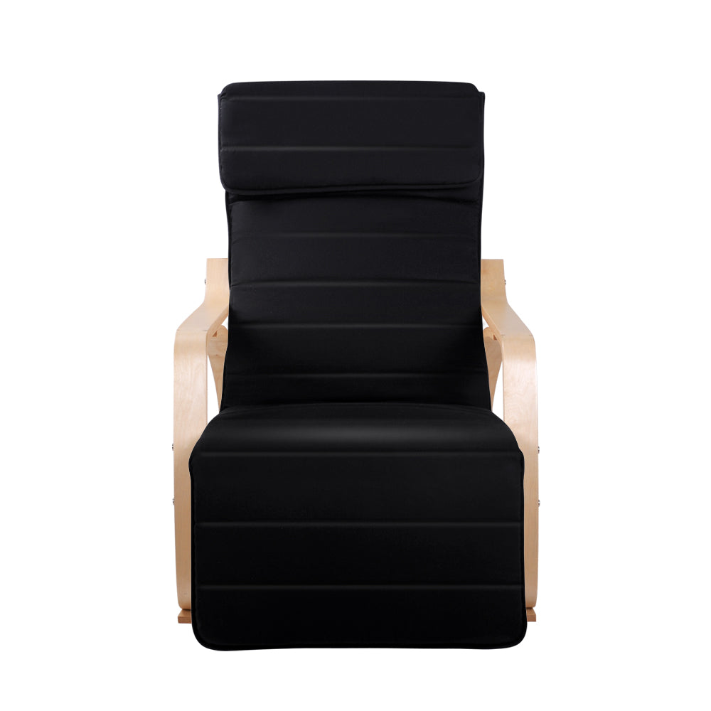 Artiss Rocking Armchair Bentwood Frame With Footrest Black Afton - Cosy Abode