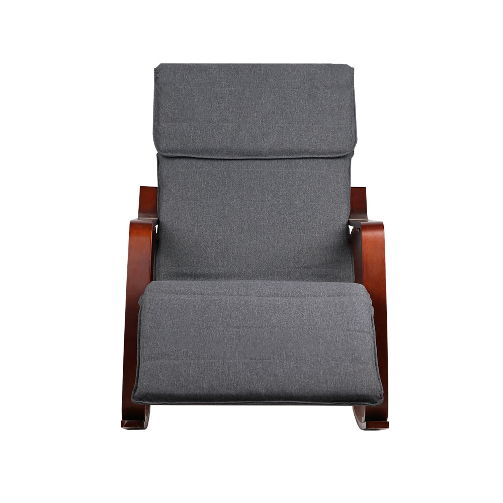 Artiss Rocking Armchair Bentwood Frame With Footrest Charcoal Afton - Cosy Abode