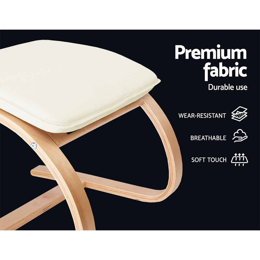 Artiss Rocking Armchair Bentwood Frame With Foot Stool Beige - Cosy Abode