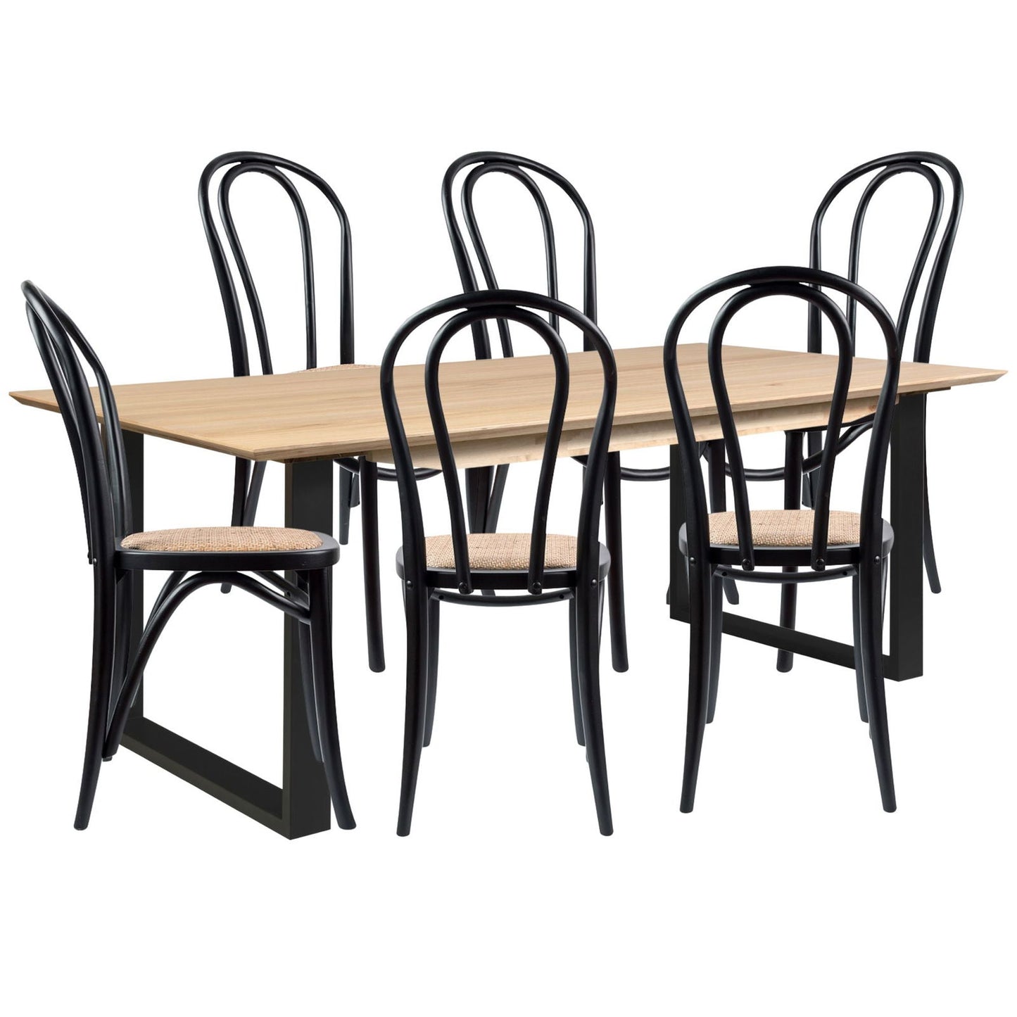 Aconite 7pc 180cm Dining Table Set 6 Arched Back Chair Solid Messmate Timber - Cosy Abode