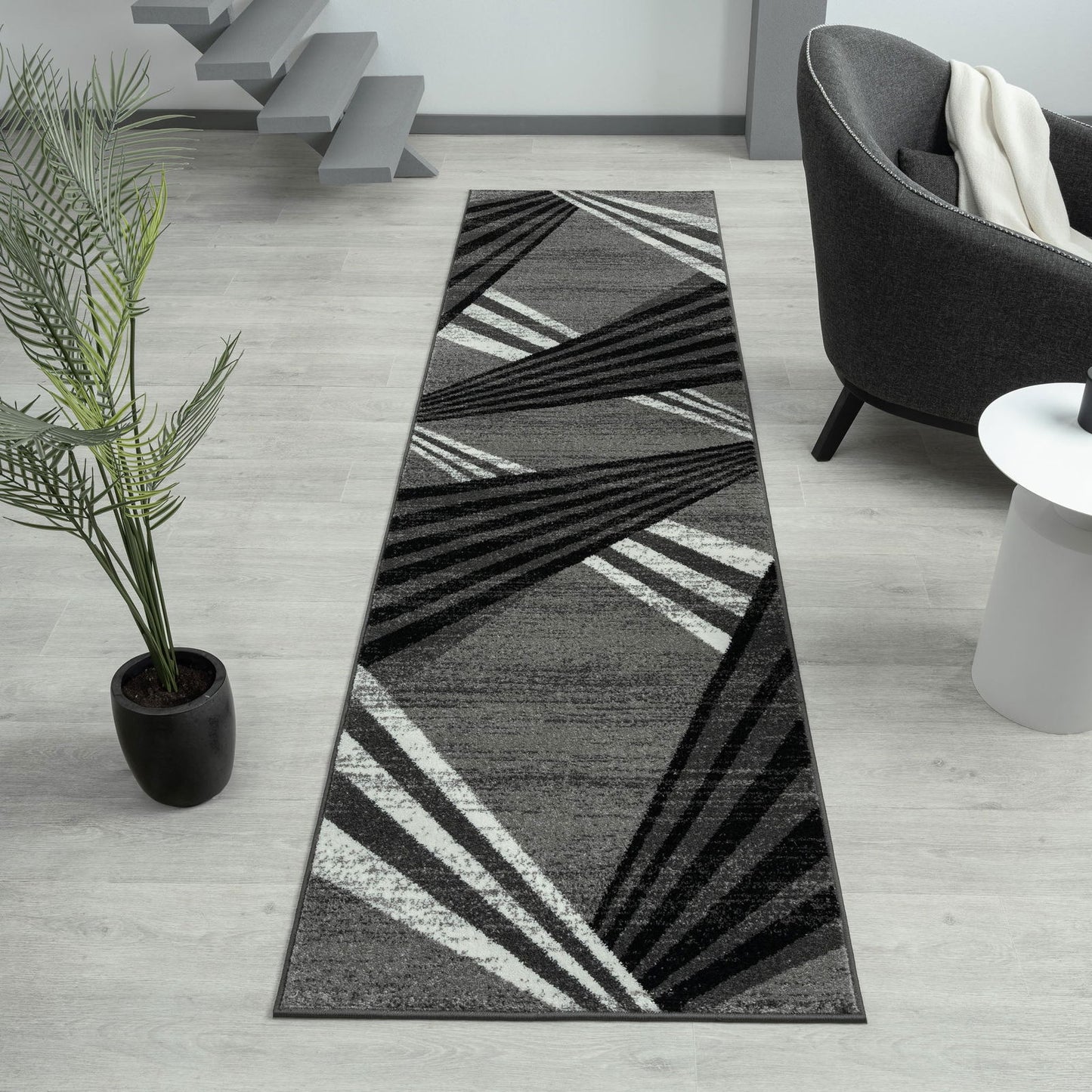 Adore Geometric Textural Rug - Grey - 80x150 - Cosy Abode
