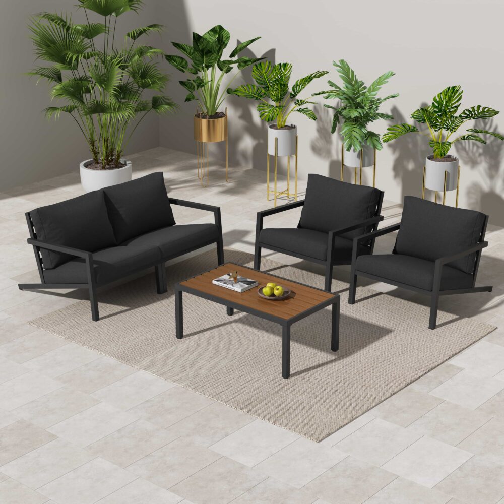 Aidan Garden Furniture Set in Slate Grey — 5 pieces - Cosy Abode