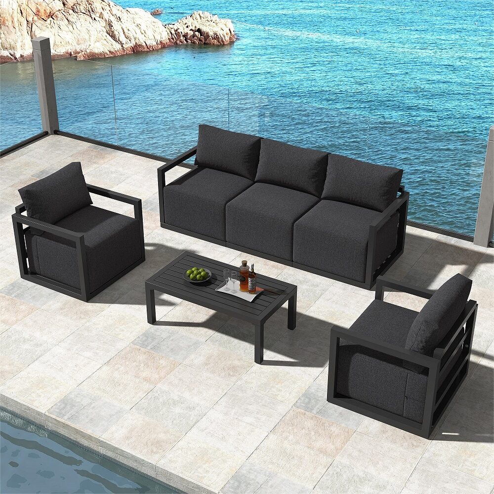 Alfresco 5-Seater Deep-Seated Patio Set – Charcoal Grey - Cosy Abode