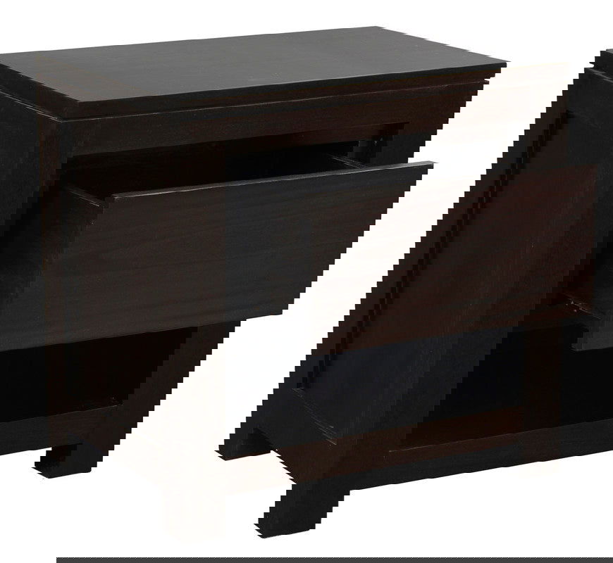 Amsterdam Solid Mahogany Timber 1 Drawer Bedside Table (Chocolate) - Cosy Abode