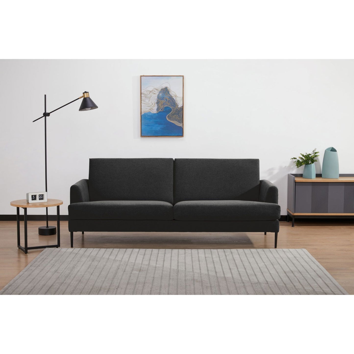 Ariya 3 Seater Sofa Fabric Uplholstered Lounge Couch - Charcoal - Cosy Abode