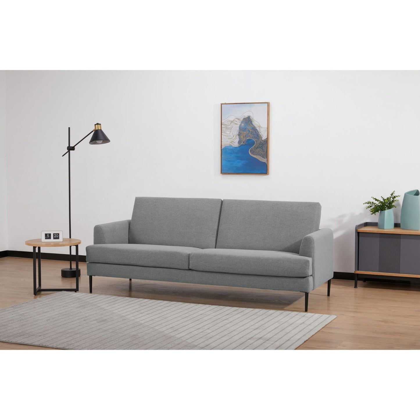 Ariya 3 Seater Sofa Fabric Uplholstered Lounge Couch - Light Grey - Cosy Abode