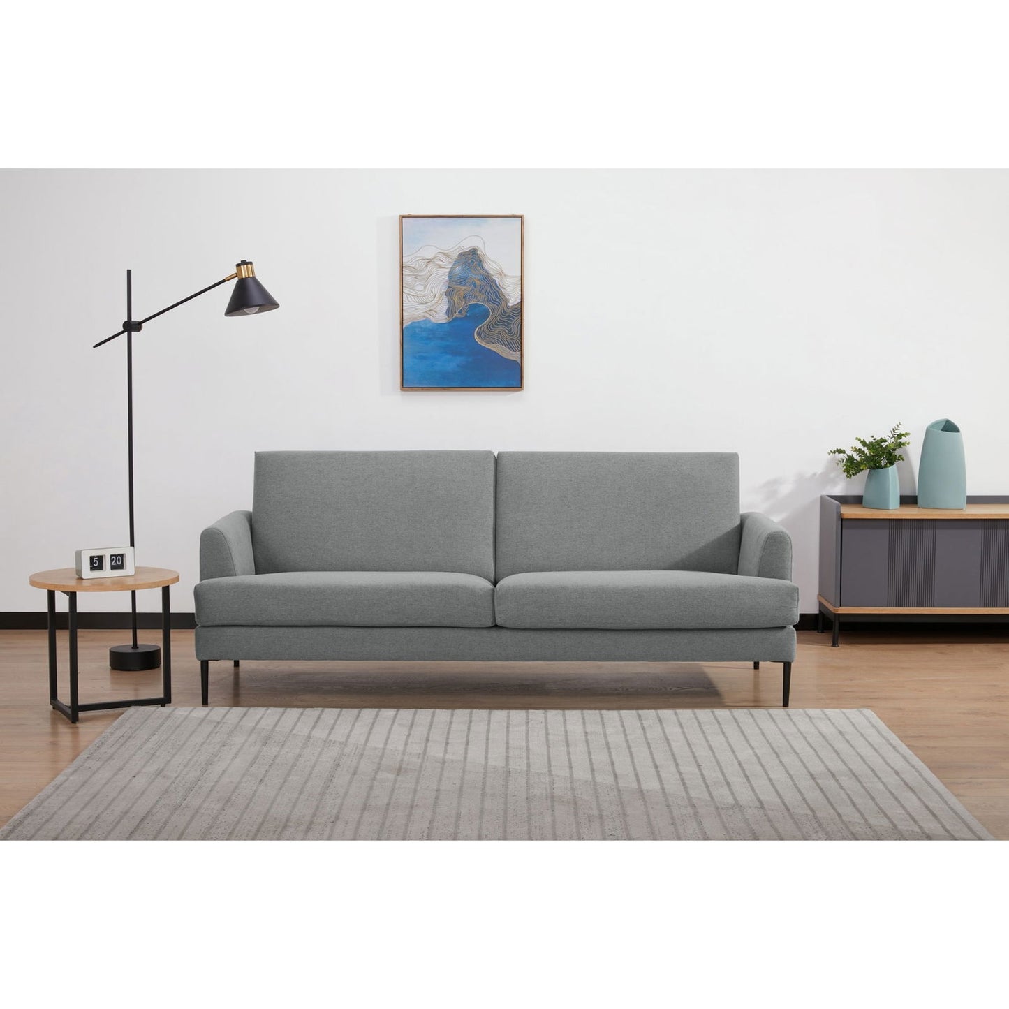 Ariya 3 Seater Sofa Fabric Uplholstered Lounge Couch - Light Grey - Cosy Abode