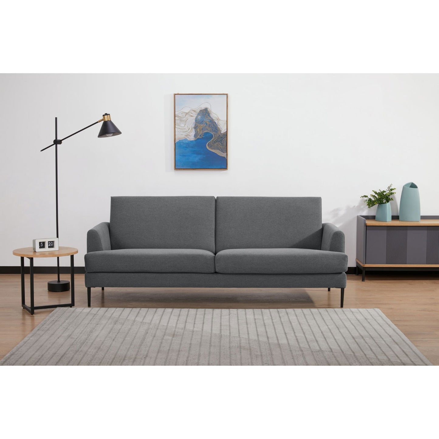 Ariya 3 Seater Sofa Fabric Uplholstered Lounge Couch - Mid Grey - Cosy Abode