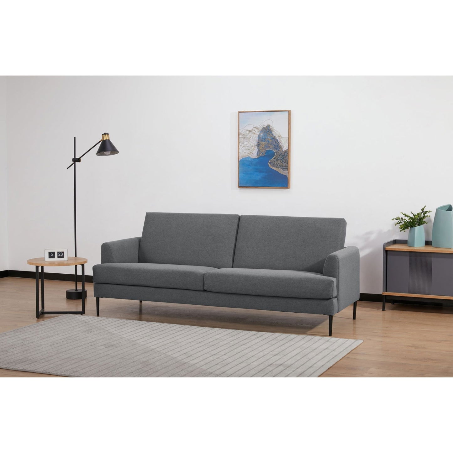 Ariya 3 Seater Sofa Fabric Uplholstered Lounge Couch - Mid Grey - Cosy Abode