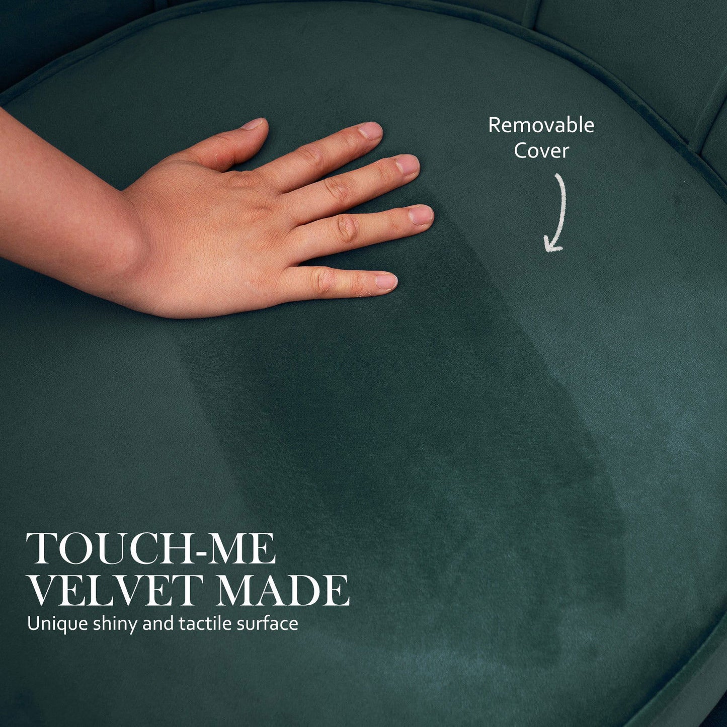 Armchair Lounge Chair Accent Velvet Shell Scallop + Ottoman Footstool Round GREEN - Cosy Abode
