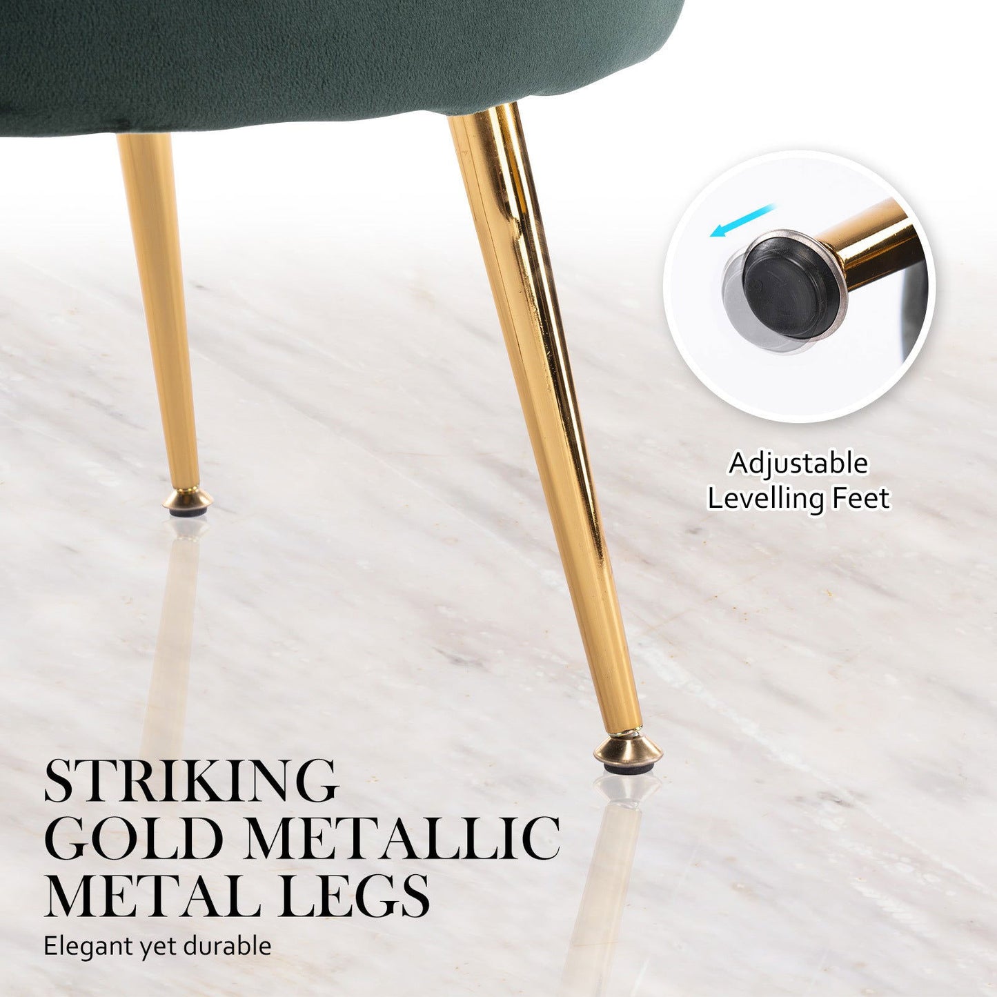 Armchair Lounge Chair Accent Velvet Shell Scallop + Ottoman Footstool Round GREEN - Cosy Abode