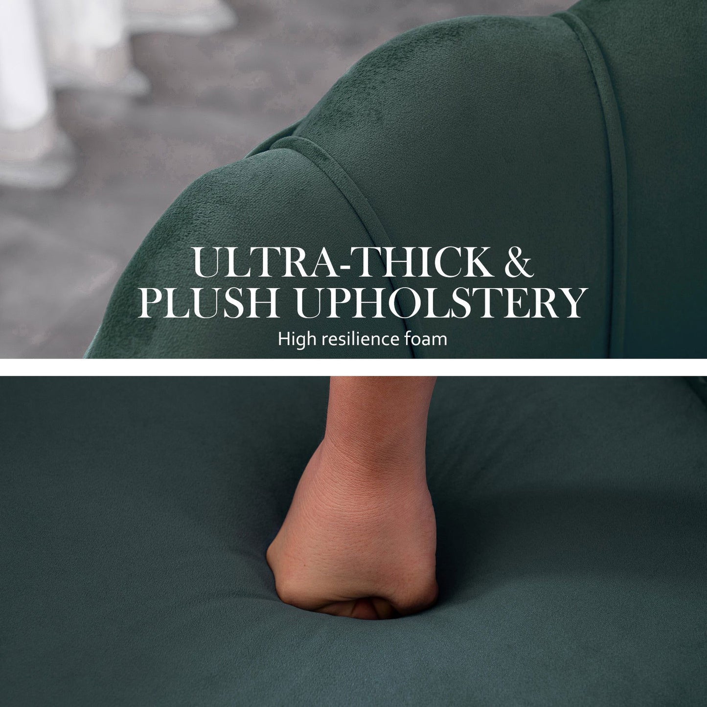 Armchair Lounge Chair Accent Velvet Shell Scallop + Ottoman Footstool Round GREEN - Cosy Abode